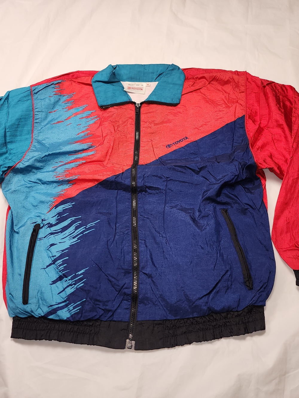 VTG TOYOTA MOTORSPORTS Men's Colorblock Nylon Windbreaker Jacket Medium